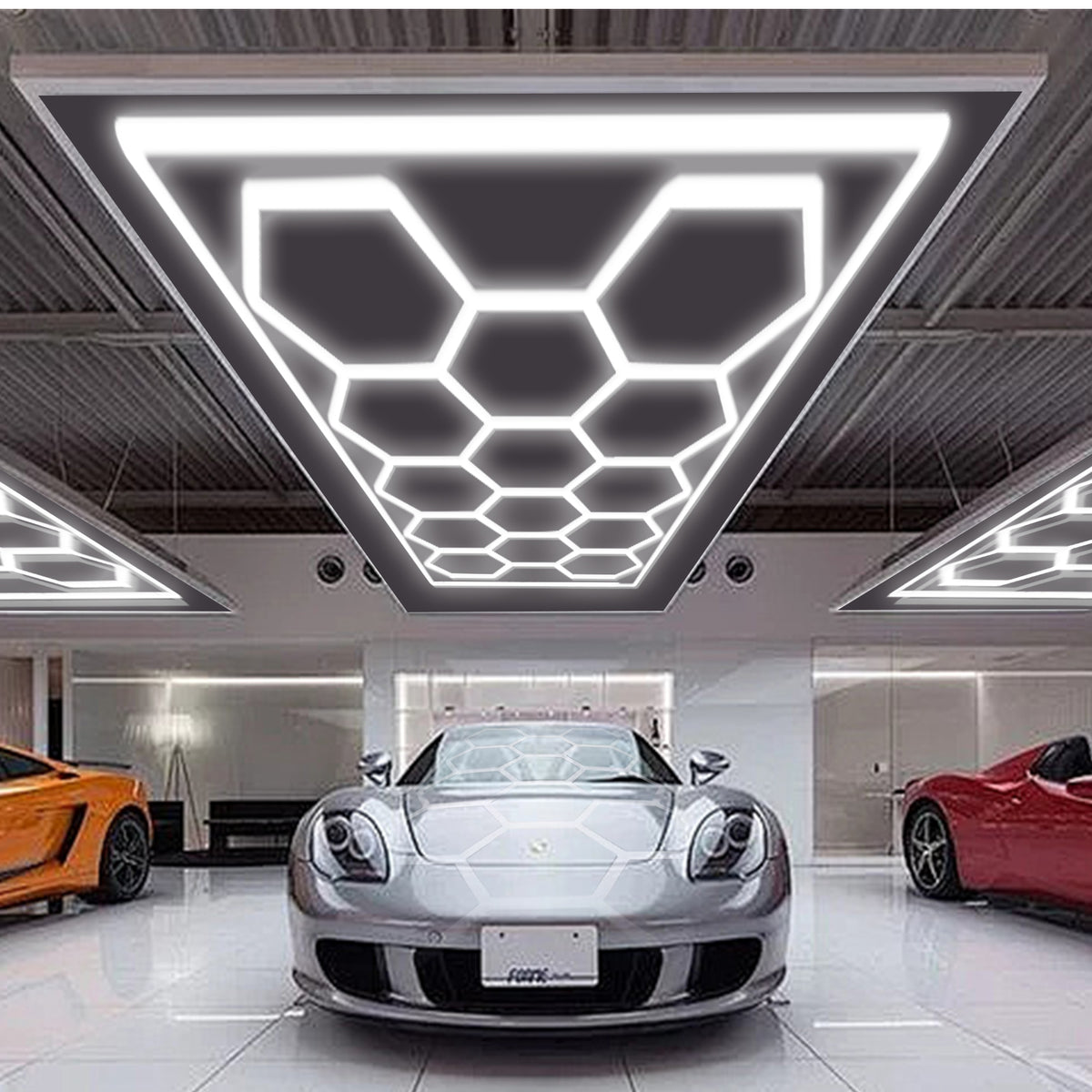 Lámpara LED Hexagonal de 600W - Panel de Iluminación Moderno 14 Piezas, 6500K Blanco Frío, Carcasa Blanca, para Interior, Voltaje Universal AC 85-265V