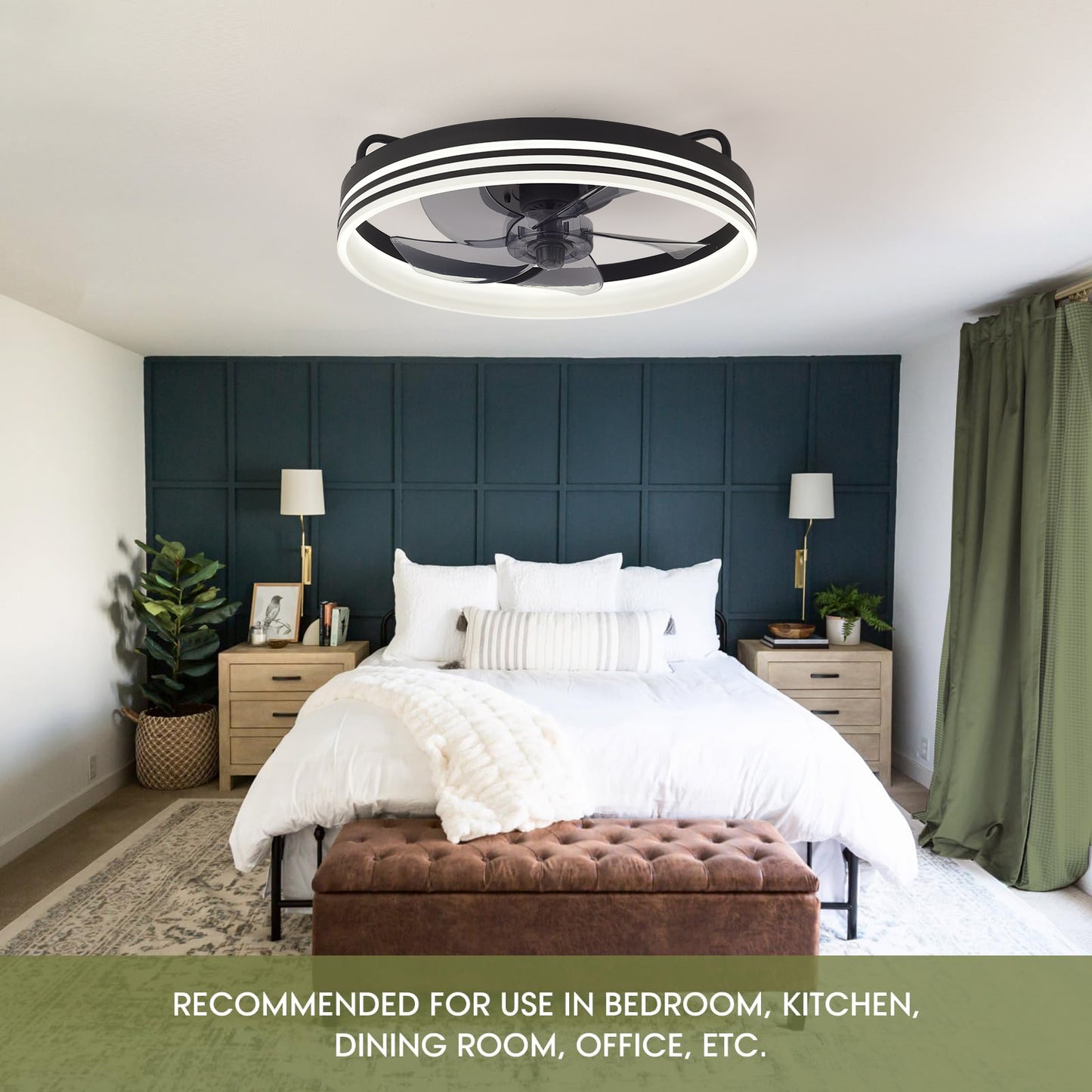 Ventilador de Techo con Luz LED 20" - 6 Velocidades, CCT Ajustable 3000K-6000K, Blanco/Negro