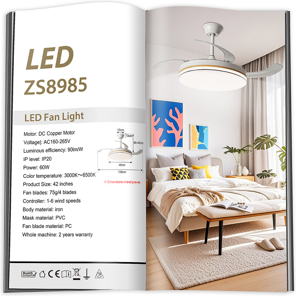 Ventilador de Techo LED Inteligente 42" – La Fusión Perfecta de Luz, Brisa y Tecnología para Tu Hogar Moderno