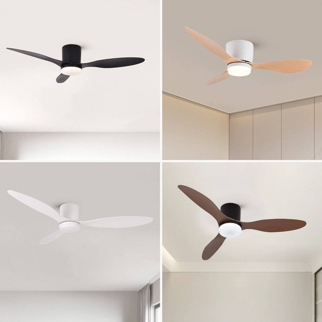 Ventilador de Techo LED Inteligente 42" con 4 Colores de Diseño | Luz Ajustable 3000K-6500K | Motor DC 30W