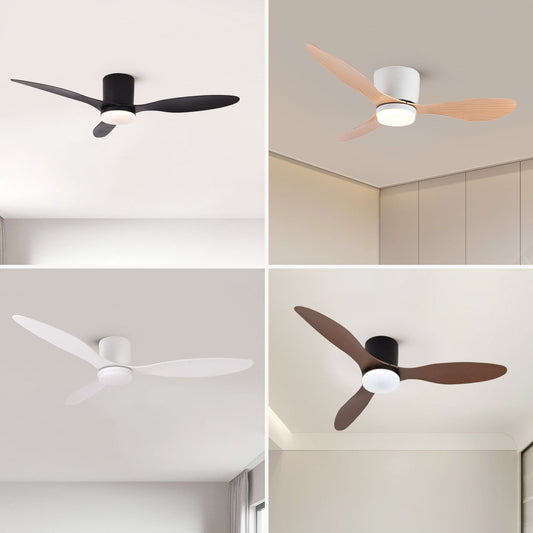 Ventilador de Techo LED Inteligente 42" con 4 Colores de Diseño | Luz Ajustable 3000K-6500K | Motor DC 30W