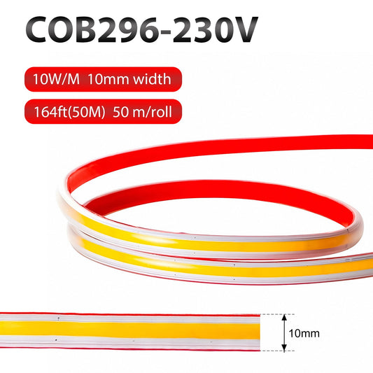 Luz Continua y Profesional: La Guía Definitiva de la Tira LED COB de 220V con 296 LEDs por Metro