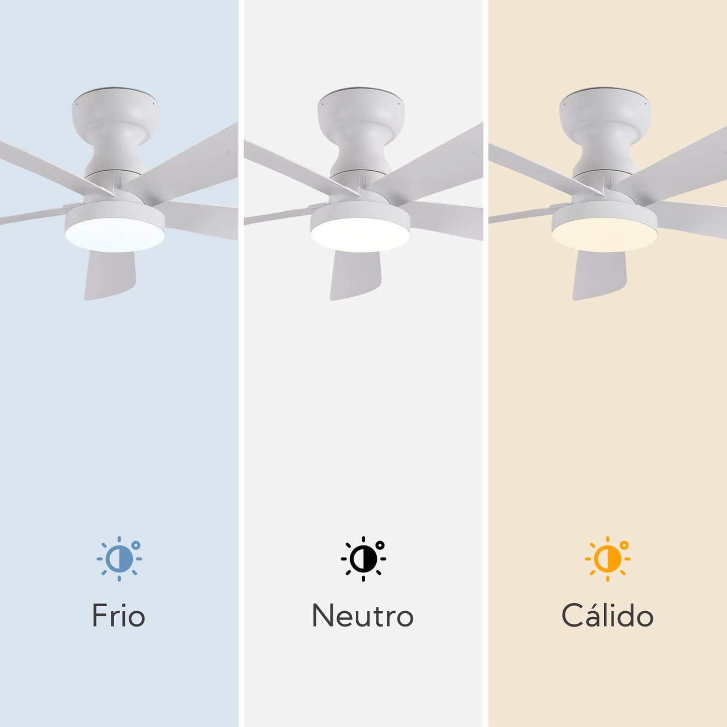 Ventilador de Techo LED 42" Multifuncional - 6 Velocidades, CCT Ajustable 3000K-6000K, Motor DC 30W, IP20