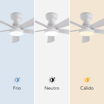 Ventilador de Techo LED 42" Multifuncional - 6 Velocidades, CCT Ajustable 3000K-6000K, Motor DC 30W, IP20
