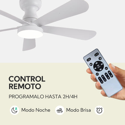 Ventilador de Techo LED 42" Multifuncional - 6 Velocidades, CCT Ajustable 3000K-6000K, Motor DC 30W, IP20