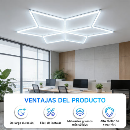 Luminaria LED Tipo Panal para Techo – Control por Interruptor de Pared, 6500K, CRI >80, AC100–265V, Diseño Moderno