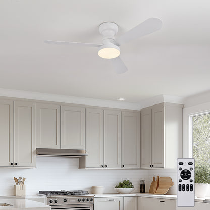 Ventilador de Techo LED 42" Multifunción, Motor DC 30W, 6 Velocidades, CCT 3000K-6000K, IP20, Blanco/Madera