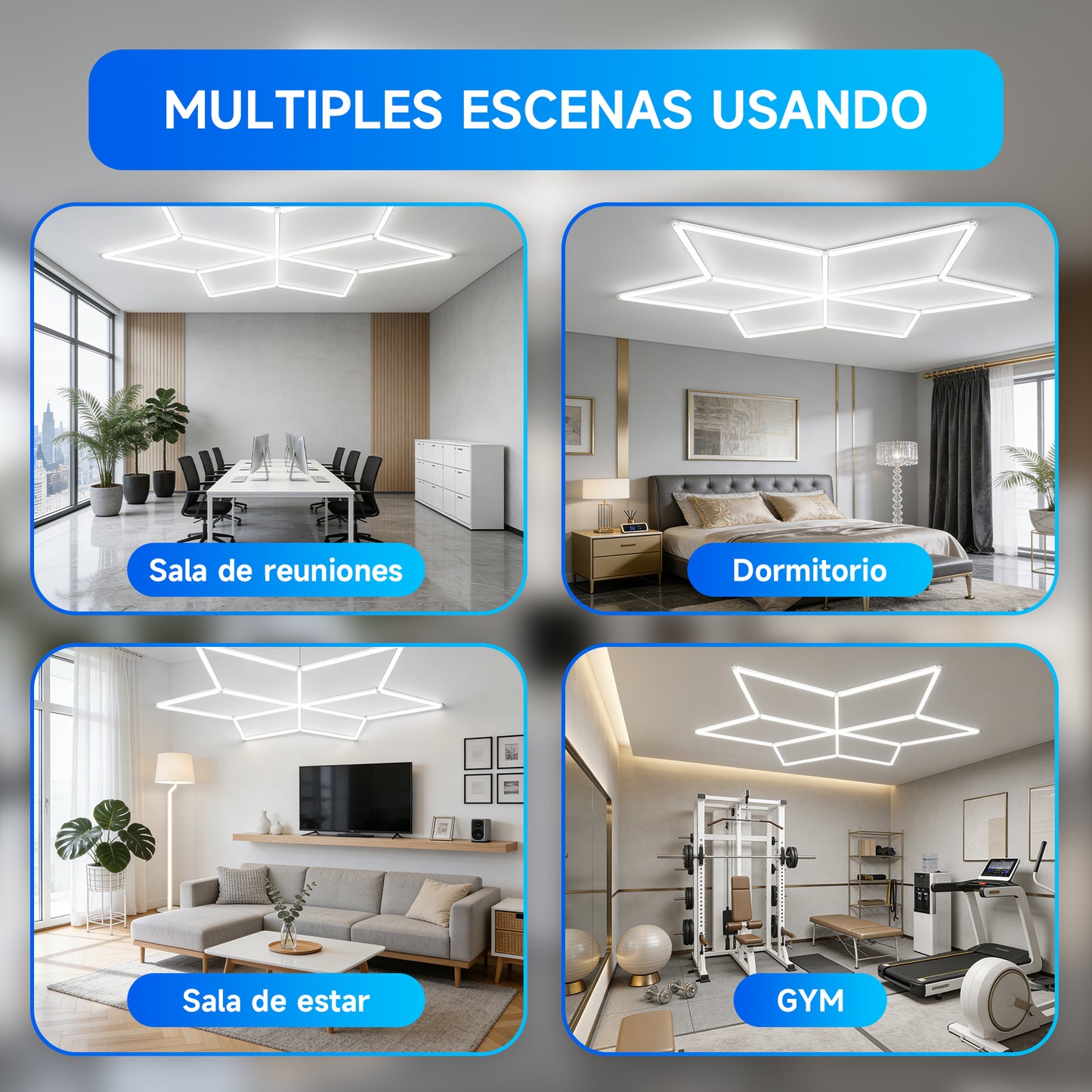 Luminaria LED Tipo Panal para Techo – Control por Interruptor de Pared, 6500K, CRI >80, AC100–265V, Diseño Moderno