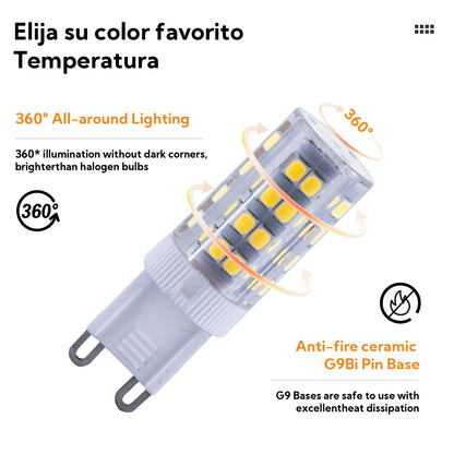 Bombilla LED G9 5W | 450 Lúmenes | 3 Temperaturas (3000K/4500K/6000K) | Material Cerámico+PC | CRl 80