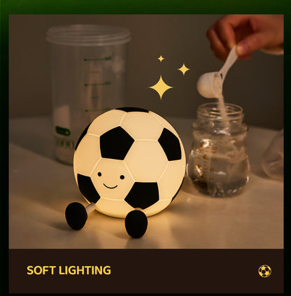 Luz Nocturna LED Infantil Balón de Fútbol - Silicona Recargable 1200mAh con 3 Modos de Brillo