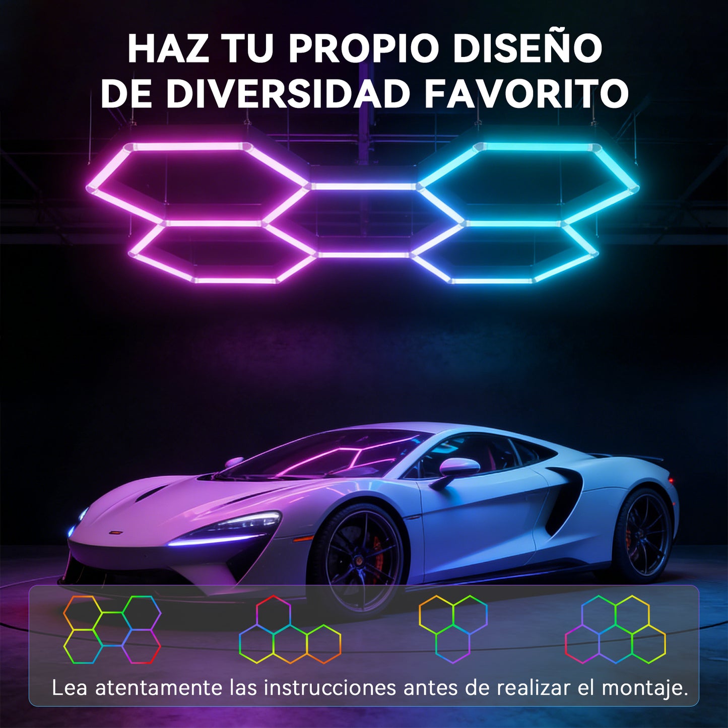 Lámpara LED Hexagonal RGB 80W - Panel Decorativo Moderno 5 Piezas (236x166 cm), Multicolor Ajustable con Mando, Iluminación de Ambiente, Voltaje Universal 85-265V
