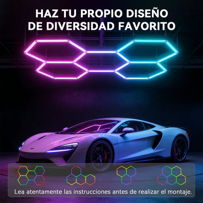 Lámpara LED Hexagonal RGB 80W - Panel Decorativo Moderno 5 Piezas (236x166 cm), Multicolor Ajustable con Mando, Iluminación de Ambiente, Voltaje Universal 85-265V