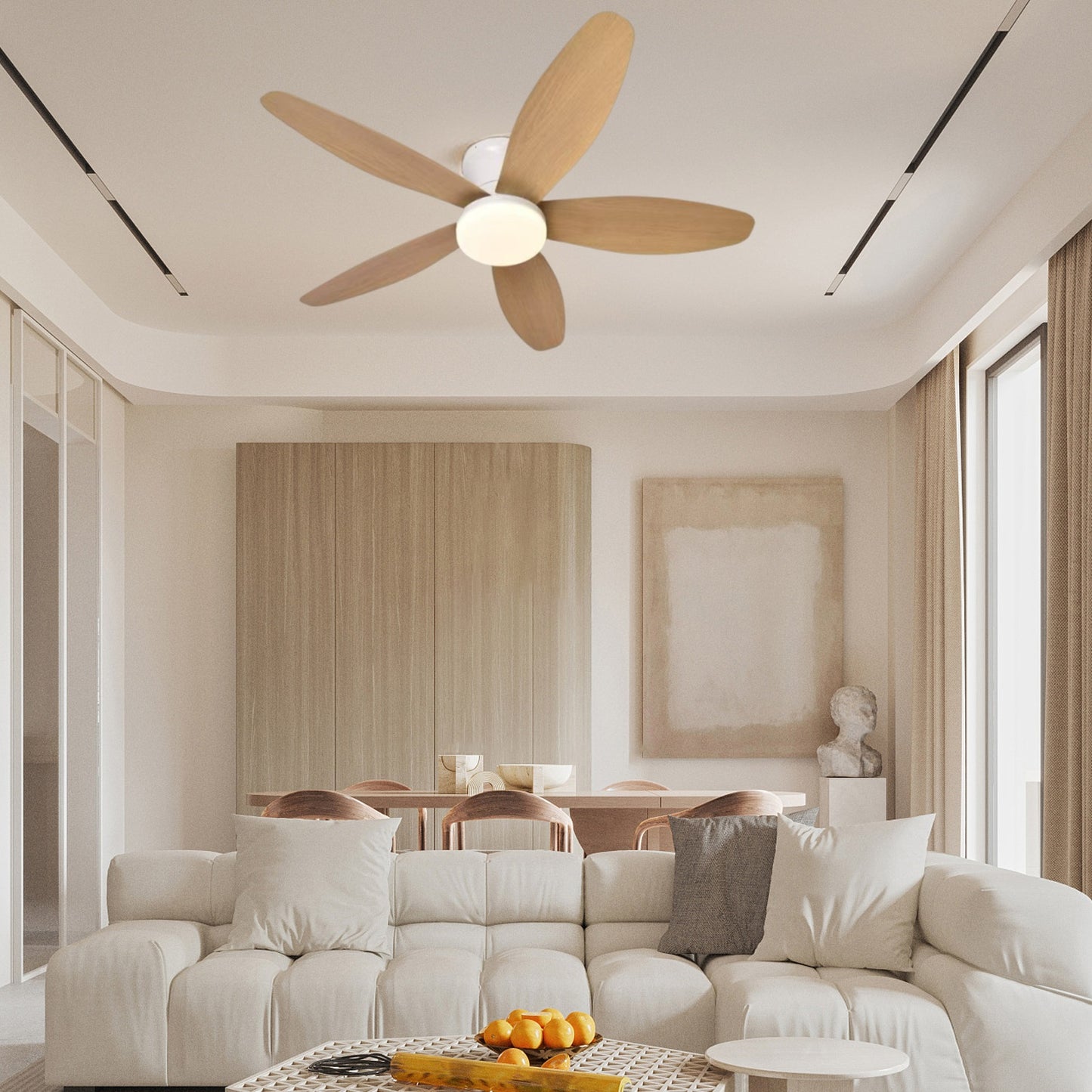 Ventilador de Techo LED Hola LED 42" – Luz Regulable 3000K-6000K, Blanco / Beige / Negro / Marrón, 85-265V