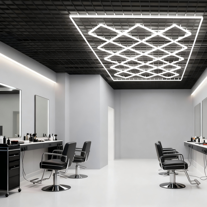 Lámpara LED Hexagonal 42W – 1 Rejillas, 6500K, AC 100-265V, Carcasa Blanca, Luz de Techo Moderna para Interiores