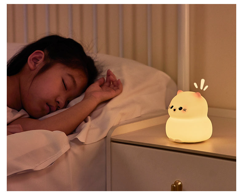 Lámpara de Noche Gato Guardián – LED Recargable 5V, 2W, Silicona y ABS