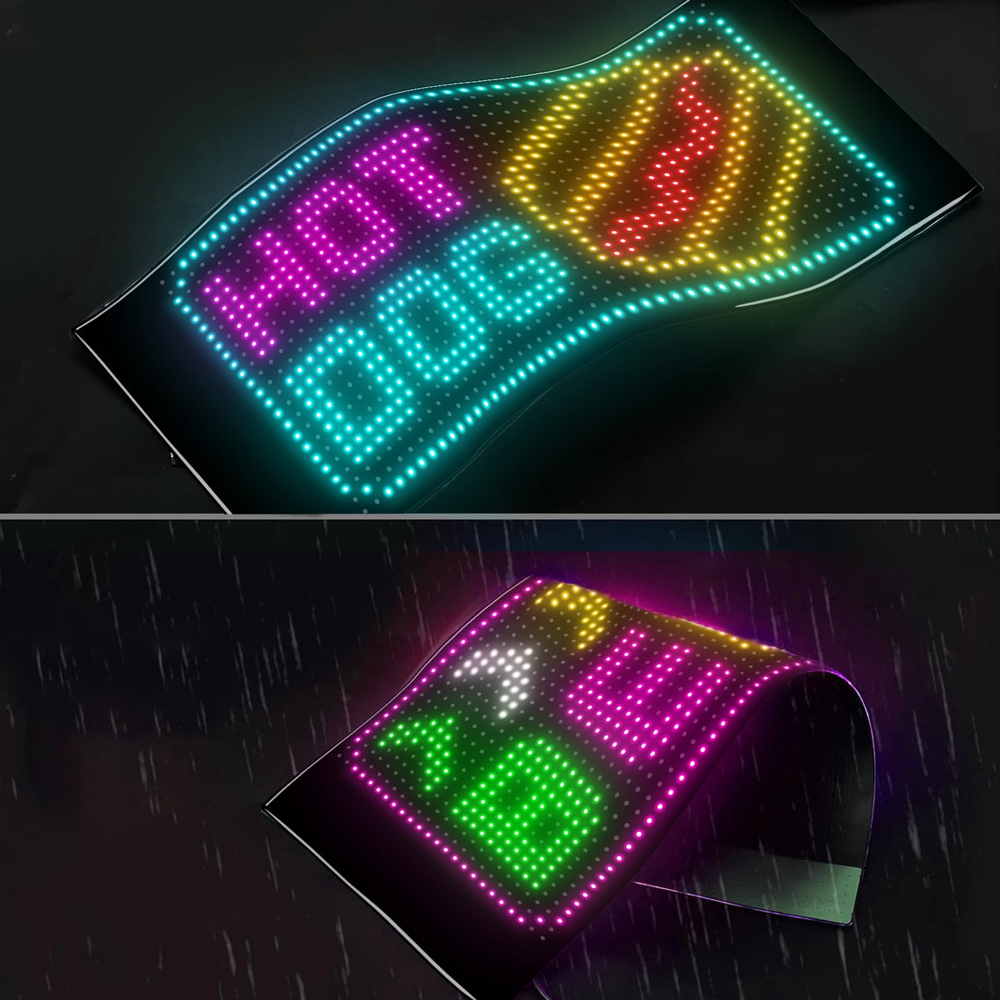 Pantalla LED Flexible "Light Canvas" | 16x96 Pixeles (1536 LEDs) | Control por App/Bluetooth/Mando | USB 4.5m | Efectos Arcoíris | Material PU+FPCB | 12x59.5cm