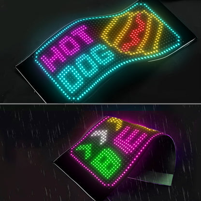 Pantalla LED Flexible "Light Canvas" | 16x96 Pixeles (1536 LEDs) | Control por App/Bluetooth/Mando | USB 4.5m | Efectos Arcoíris | Material PU+FPCB | 12x59.5cm