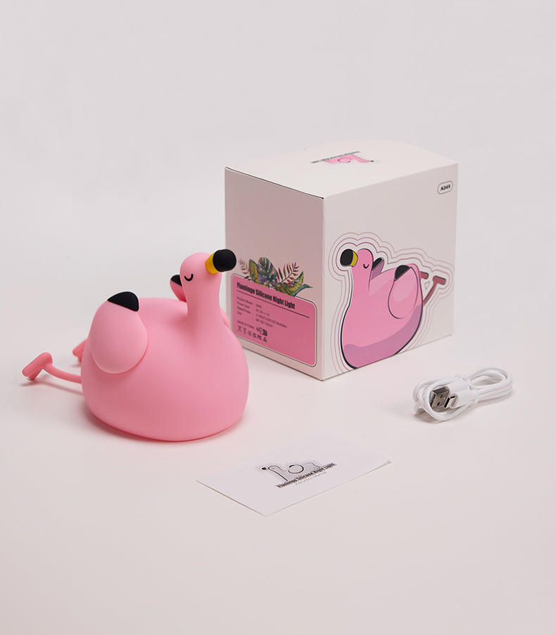 Lámpara de Noche Flamenco Rosa – LED 5V, 2W, Silicona Recargable