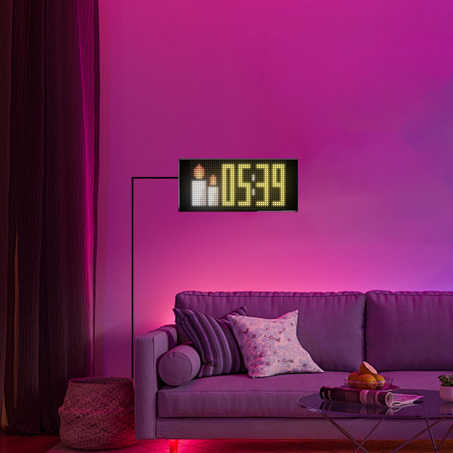 Pantalla LED Flexible "Light Canvas" | 16x96 Pixeles (1536 LEDs) | Control por App/Bluetooth/Mando | USB 4.5m | Efectos Arcoíris | Material PU+FPCB | 12x59.5cm