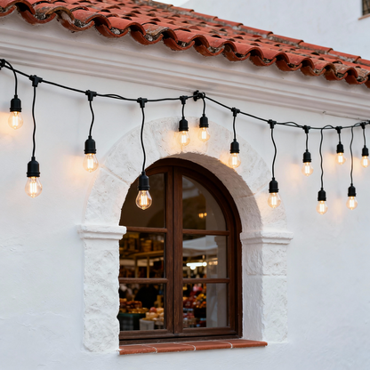 Guirnalda de Bombillas LED G40 Vintage 3-30 Metros, Lámpara E12 Amarilla, 2700K Cálido, Incluye Bombillas de Repuesto - Holaled