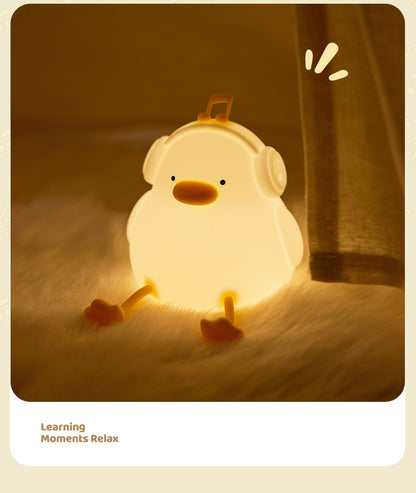 Lámpara de Noche Pato Feliz – LED Recargable 5V, 2W, Silicona y ABS