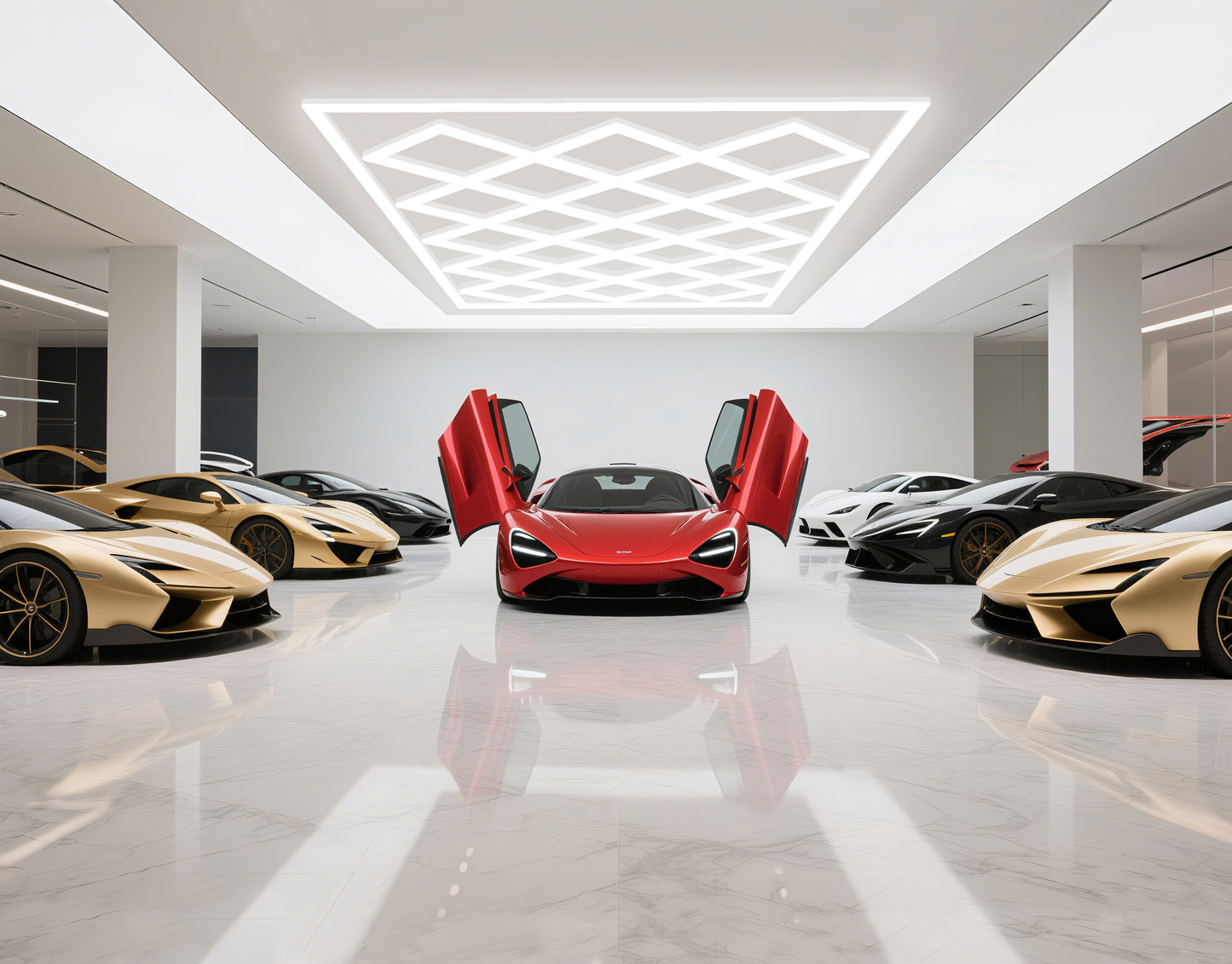 Lámpara LED Hexagonal 42W – 1 Rejillas, 6500K, AC 100-265V, Carcasa Blanca, Luz de Techo Moderna para Interiores