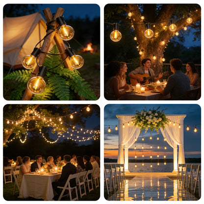 Guirnalda de Bombillas LED G40 Vintage 3-30 Metros, Lámpara E12 Amarilla, 2700K Cálido, Incluye Bombillas de Repuesto - Holaled