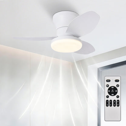 Ventilador de Techo LED RXFL8011 | 30W Luz + 30W Motor DC | 6 Velocidades | 3000K-6000K Ajustable | Blanco、Beige