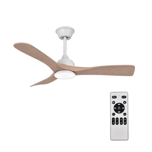 Ventilador de Techo LED 52" con Luz LED Ajustable – 3000K-6000K, AC85-265V，Aspas de plástico