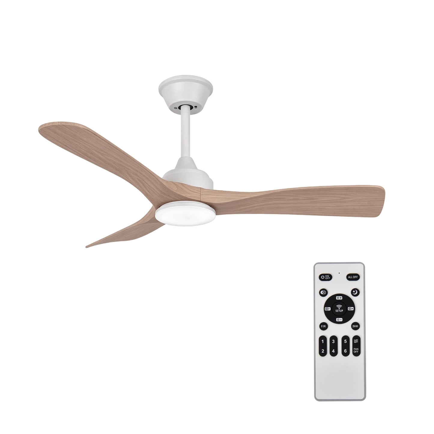 Ventilador de Techo LED 42" con Luz LED Ajustable – 3000K-6000K, AC85-265V，Aspas de plástico
