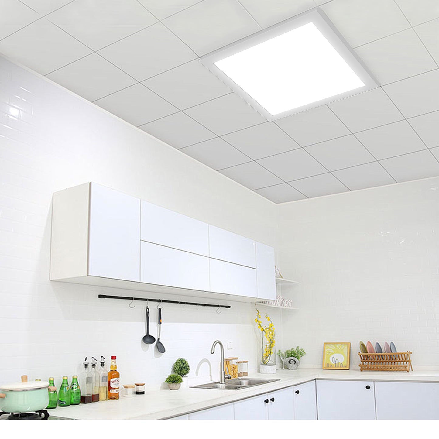 Lámpara de Panel LED para Cocina 50W/65W/70W - L450*450*28mm | IP44 Resistente | 3 Temperaturas de Color (3000K/4000K/5700K) | Chip OSRAM | Eficiencia 90LM/W | Garantía 5 Años