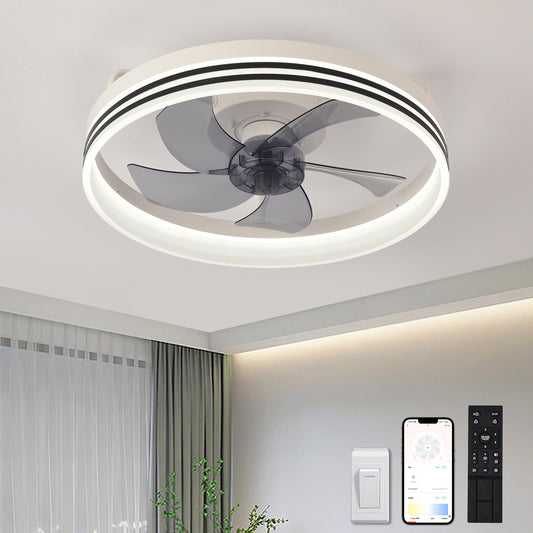 Ventilador de Techo con Luz LED 20" - 6 Velocidades, CCT Ajustable 3000K-6000K, Blanco/Negro