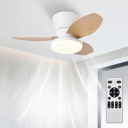 Ventilador de Techo LED RXFL8011 | 30W Luz + 30W Motor DC | 6 Velocidades | 3000K-6000K Ajustable | Blanco、Beige