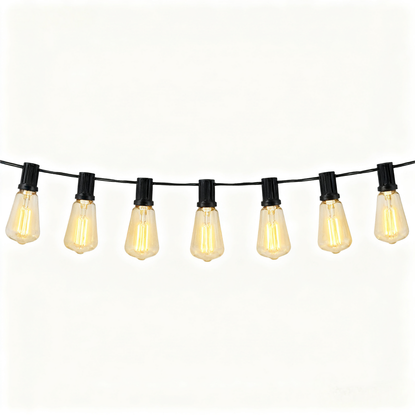 Guirnalda de Bombillas LED ST38 Vintage 3-15 Metros, Luz Cálida 2700K, Casquillo E12 Amarillo, Incluye Bombilla de Repuesto - Holaled