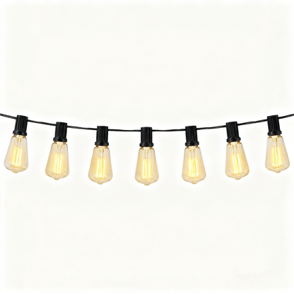 Guirnalda de Bombillas LED ST38 Vintage 3-15 Metros, Luz Cálida 2700K, Casquillo E12 Amarillo, Incluye Bombilla de Repuesto - Holaled