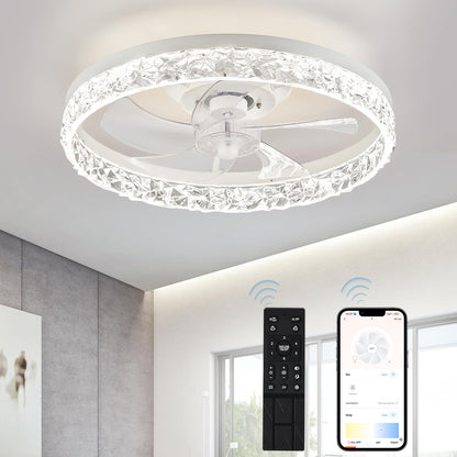 Ventilador de Techo con Luz LED 5 Aspas Blanco 20” – Motor DC Silencioso, CCT Regulable 3000K-6000K, 6 Velocidades