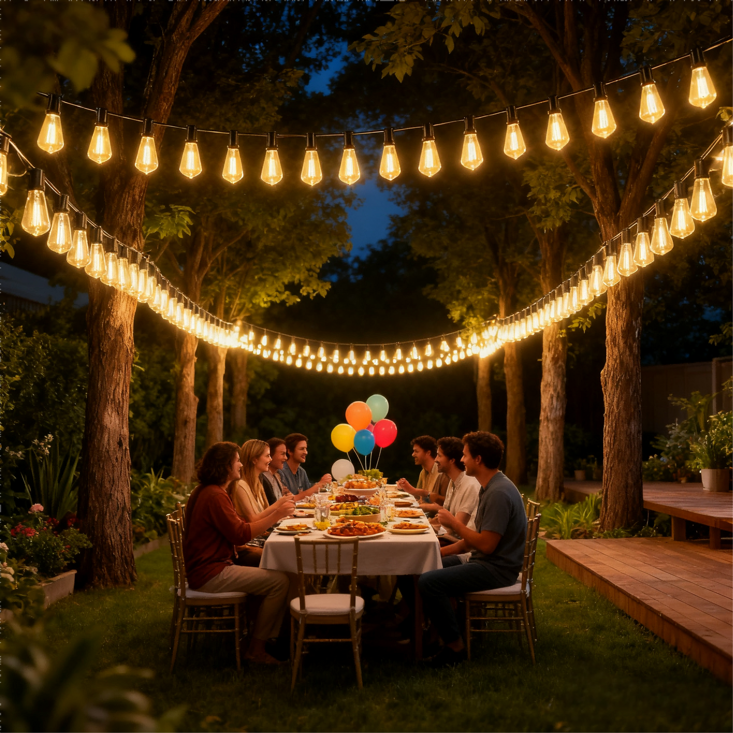 Guirnalda de Bombillas LED ST38 Vintage 3-15 Metros, Luz Cálida 2700K, Casquillo E12 Amarillo, Incluye Bombilla de Repuesto - Holaled