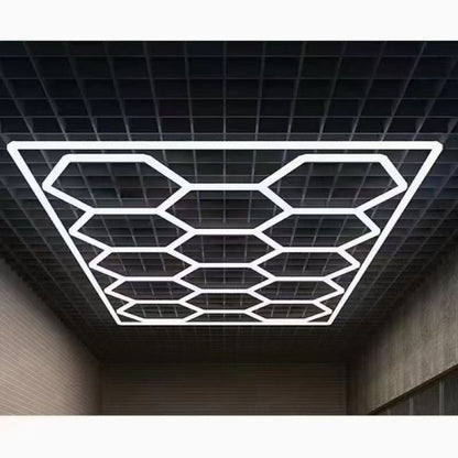 Lámpara LED Hexagonal de 600W - Panel de Iluminación Moderno 14 Piezas, 6500K Blanco Frío, Carcasa Blanca, para Interior, Voltaje Universal AC 85-265V