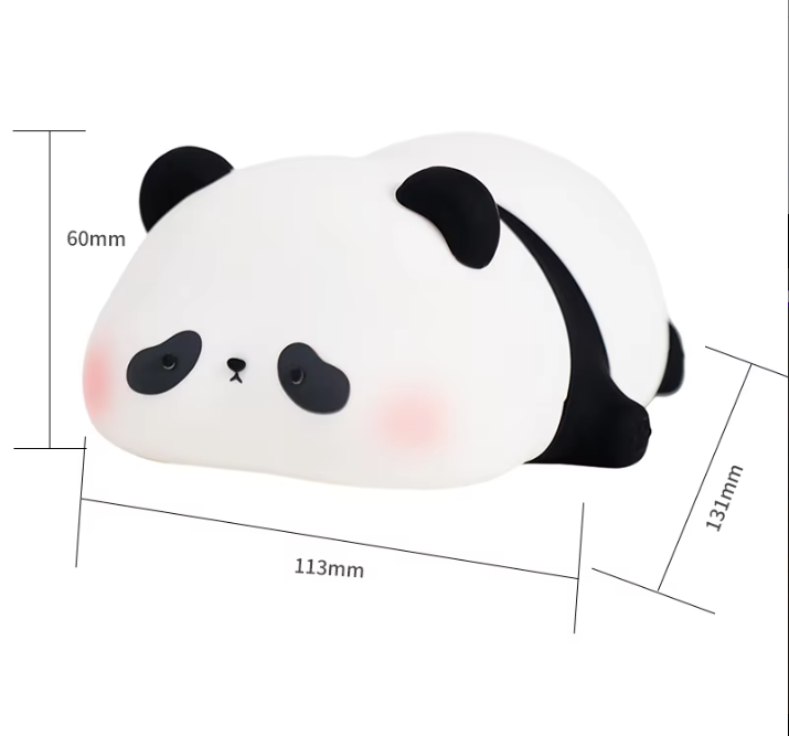 Lámpara de Noche Panda – LED Recargable 5V, 1W, Silicona y ABS