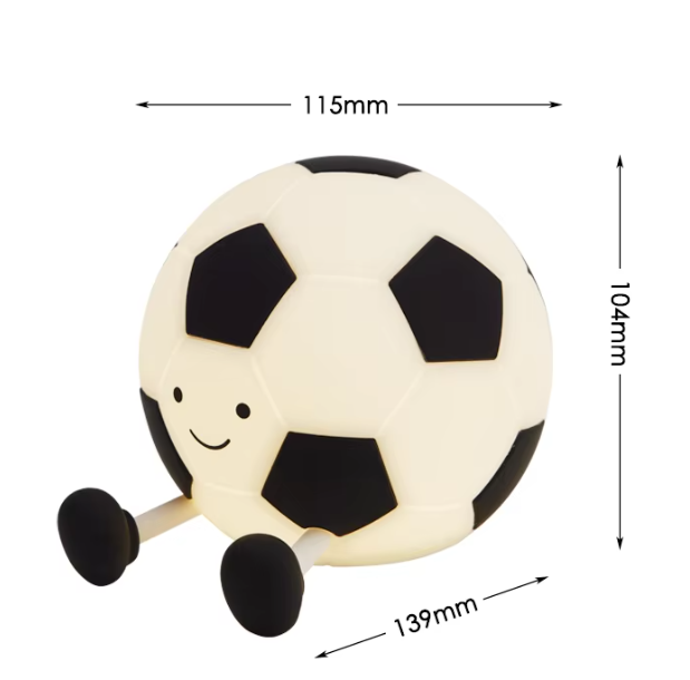 Luz Nocturna LED Infantil Balón de Fútbol - Silicona Recargable 1200mAh con 3 Modos de Brillo