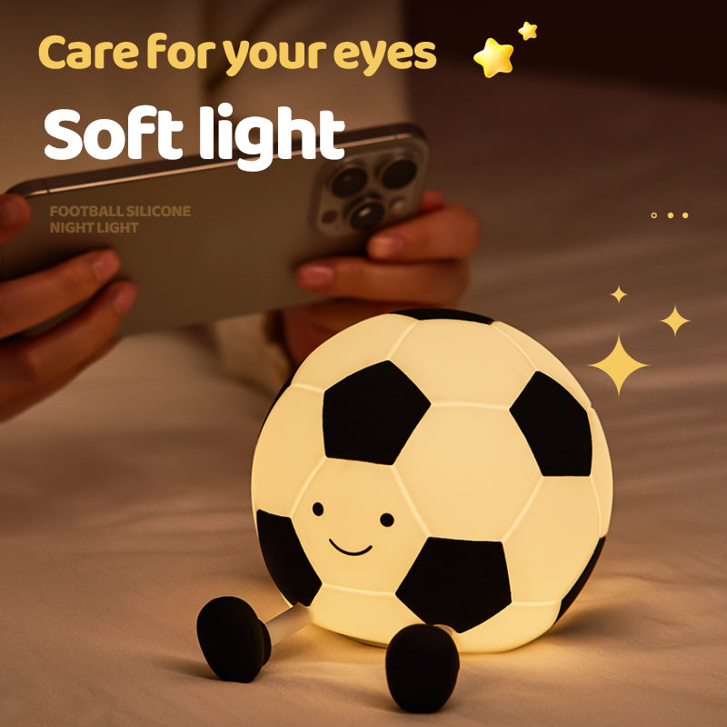 Luz Nocturna LED Infantil Balón de Fútbol - Silicona Recargable 1200mAh con 3 Modos de Brillo