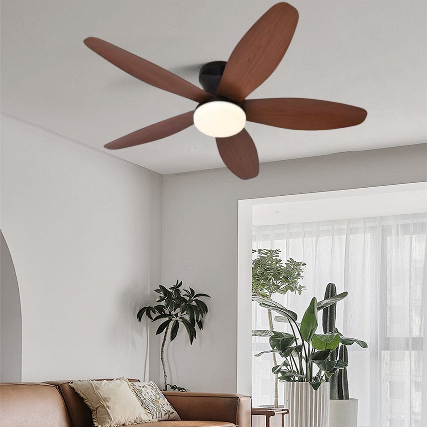 Ventilador de Techo LED Hola LED 42" – Luz Regulable 3000K-6000K, Blanco / Beige / Negro / Marrón, 85-265V