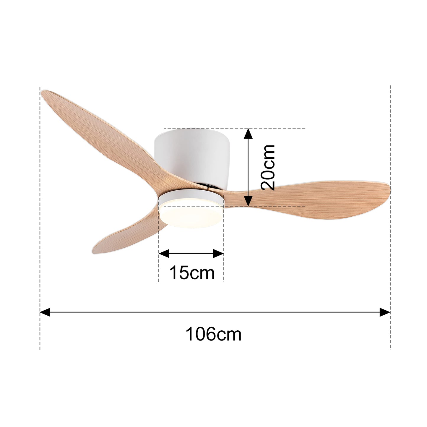 Ventilador de Techo LED Inteligente 42" | Luz Regulable 30W (RA90) + Motor DC 30W | 6 Velocidades | 4 Colores