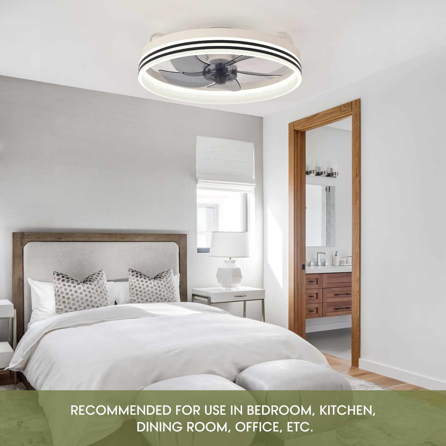 Ventilador de Techo con Luz LED 20" - 6 Velocidades, CCT Ajustable 3000K-6000K, Blanco/Negro