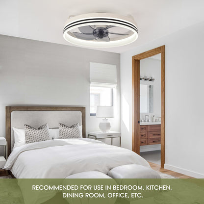 Ventilador de Techo con Luz LED 20" - 6 Velocidades, CCT Ajustable 3000K-6000K, Blanco/Negro