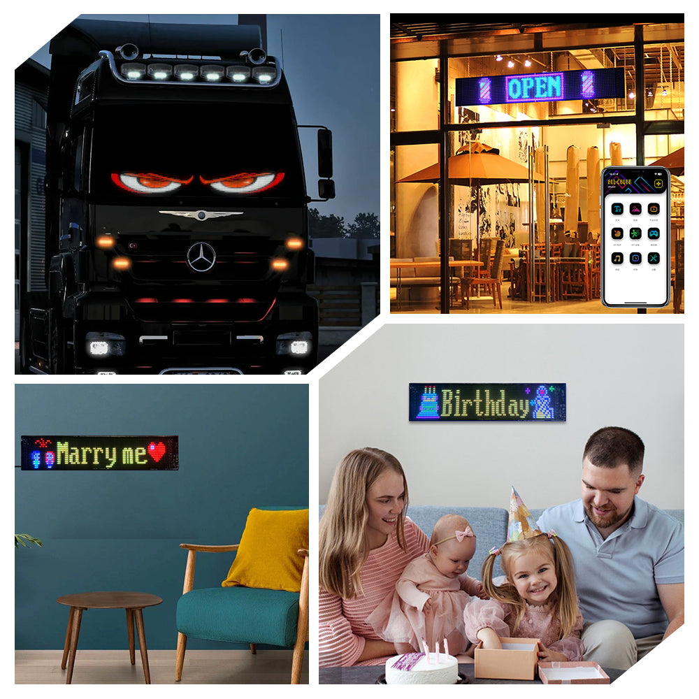 Pantalla LED Decorativa "Ojo del Diablo" | 16x32 Pixeles (512 LEDs) | Control por App/Bluetooth/Mando | 2 Piezas Set | USB de 4.5m | Efectos Arcoíris | Material PU+FPCB