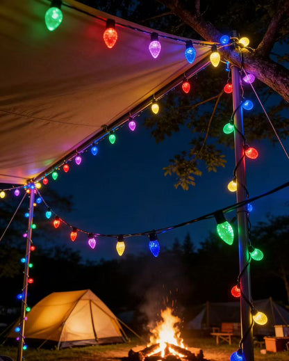 Guirnalda LED C9 con Decoración de Fresas 20M/100L, IP44, Control Remoto + App Bluetooth, 31V 12W, Ideal para Exterior - Holaled