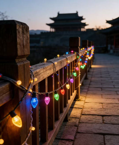 Guirnalda LED C9 con Decoración de Fresas 20M/100L, IP44, Control Remoto + App Bluetooth, 31V 12W, Ideal para Exterior - Holaled