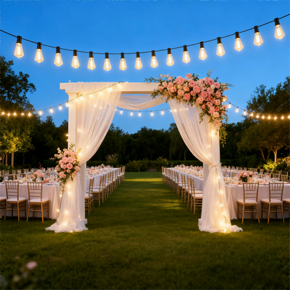 Guirnalda de Bombillas LED ST38 Vintage 3-15 Metros, Luz Cálida 2700K, Casquillo E12 Amarillo, Incluye Bombilla de Repuesto - Holaled