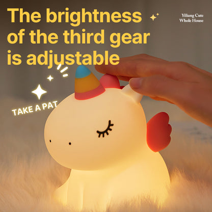 Lámpara de Noche Unicornio – LED Recargable 5V, 2W, Silicona y ABS